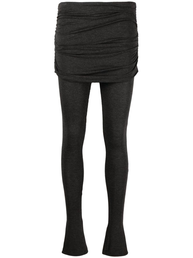 Grey Folded-waist Ruched Leggings