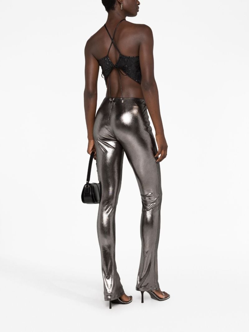 Grey Laminated Flared Trousers