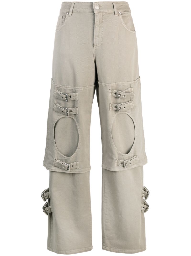Grey Buckled Boyfriend Jeans