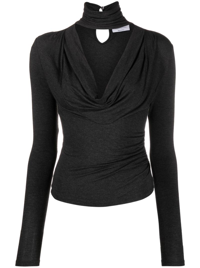 Grey Cut-out Jersey-knit Top