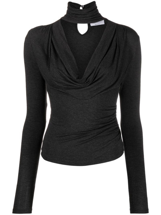 Grey Cut-out Jersey-knit Top