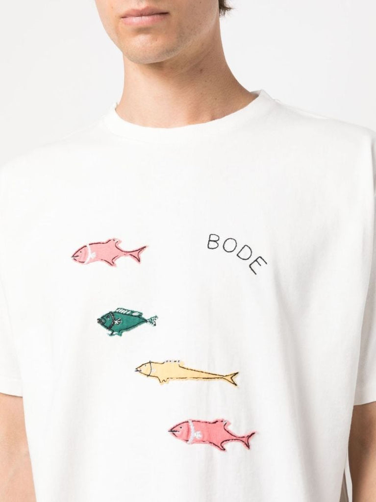 White Fish Embroidered T-shirt