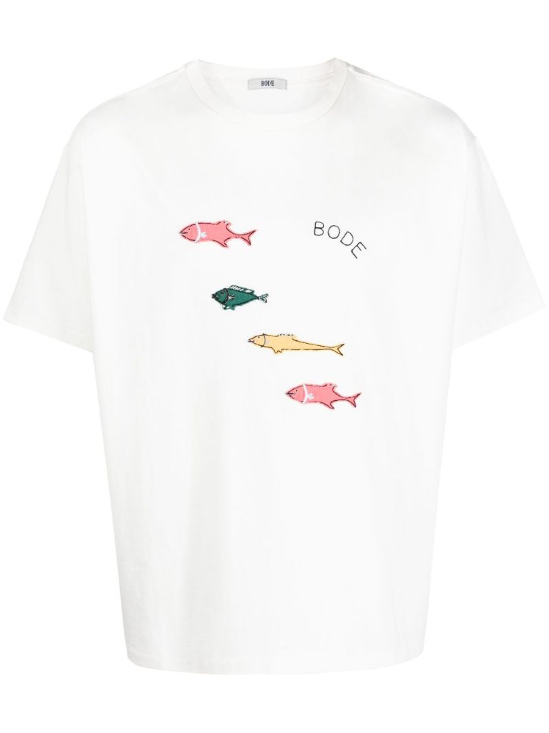 White Fish Embroidered T-shirt