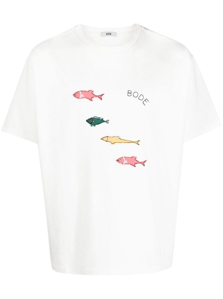 White Fish Embroidered T-shirt