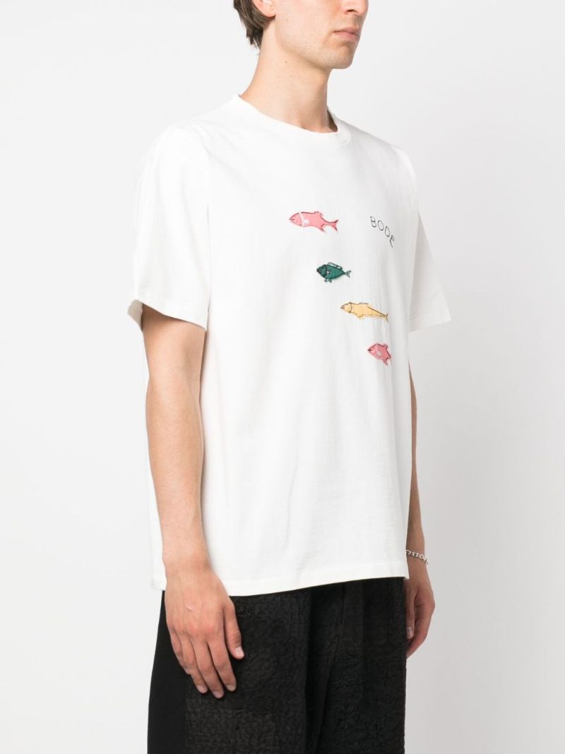 White Fish Embroidered T-shirt