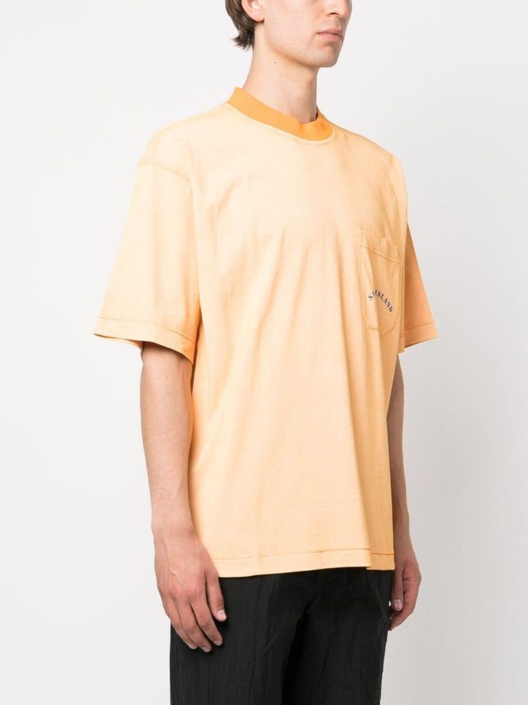 Orange Logo Print Cotton T-shirt