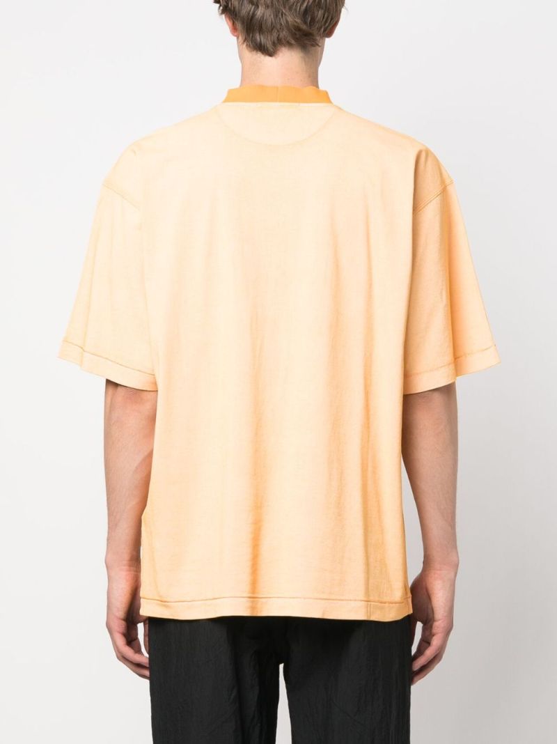 Orange Logo Print Cotton T-shirt