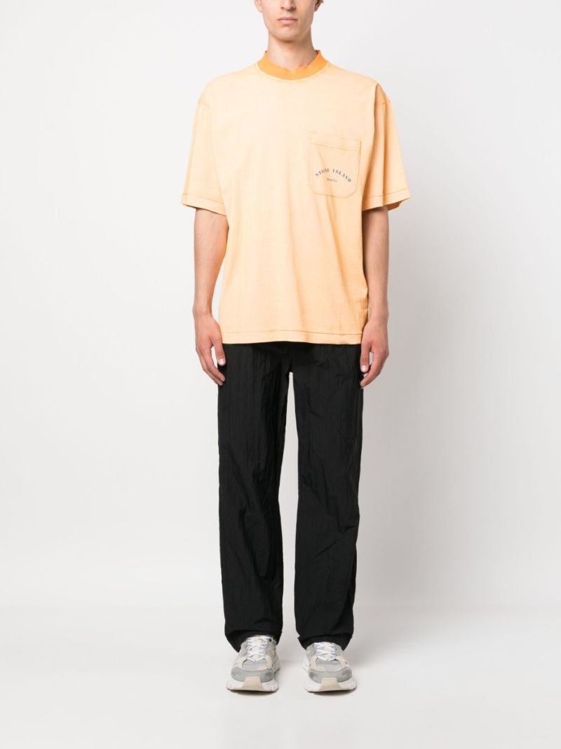 Orange Logo Print Cotton T-shirt