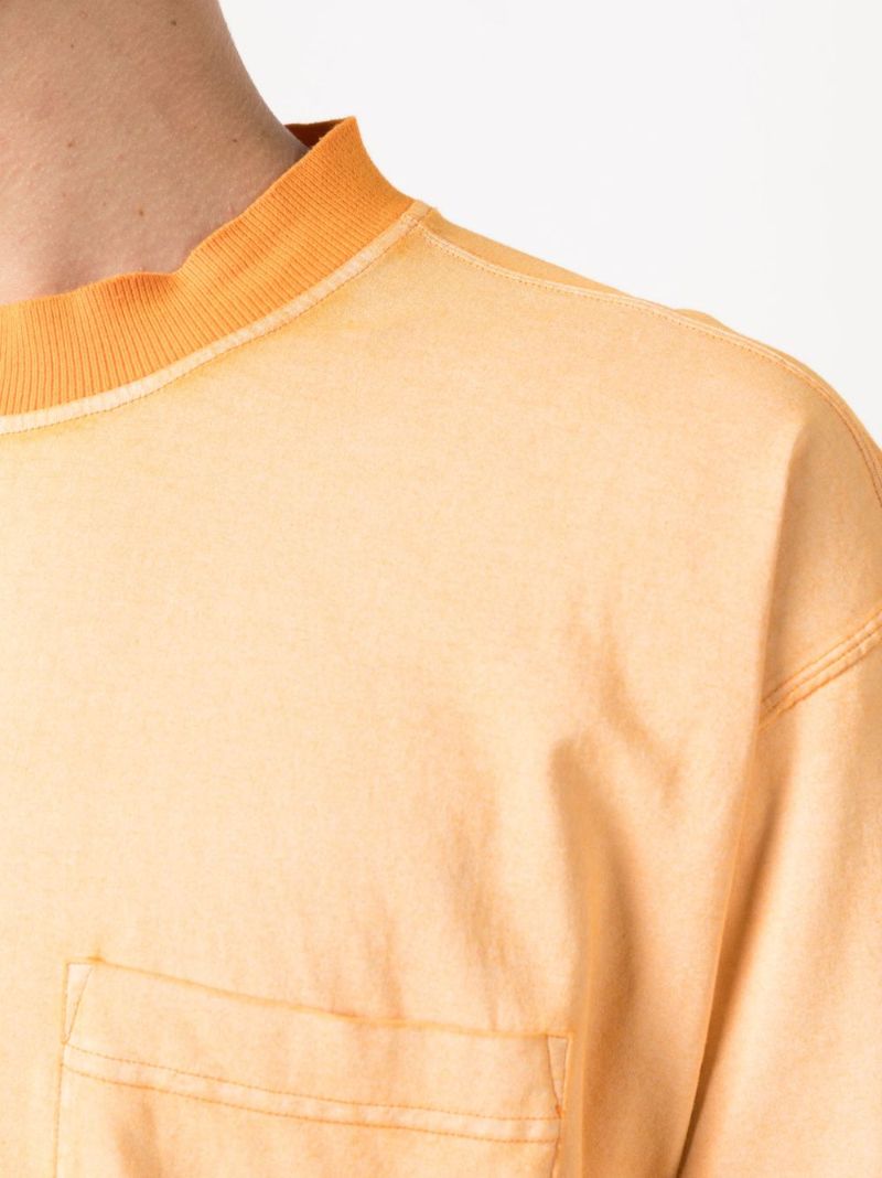 Orange Logo Print Cotton T-shirt
