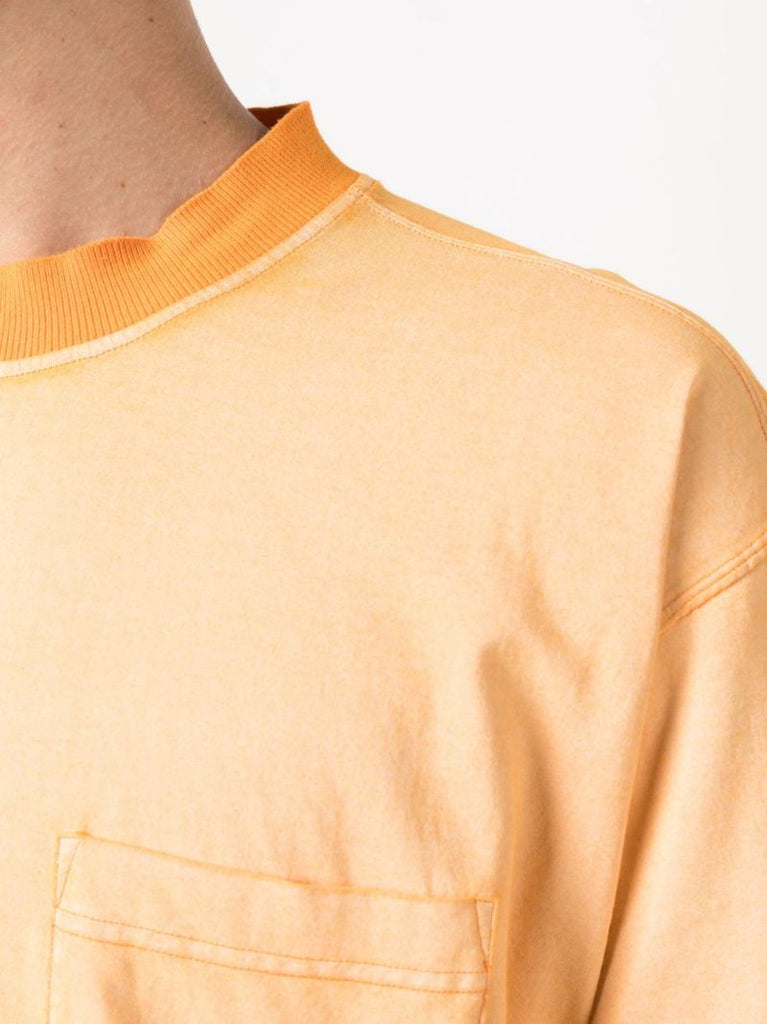 Orange Logo Print Cotton T-shirt