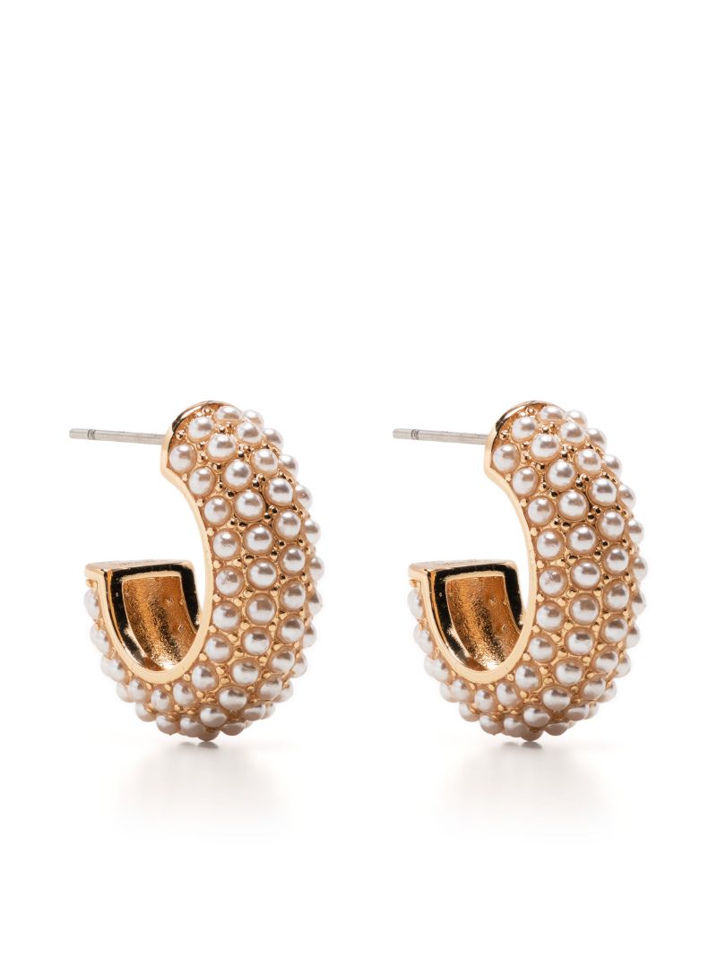 Gold-tone Faux-pearl Hoop Earrings