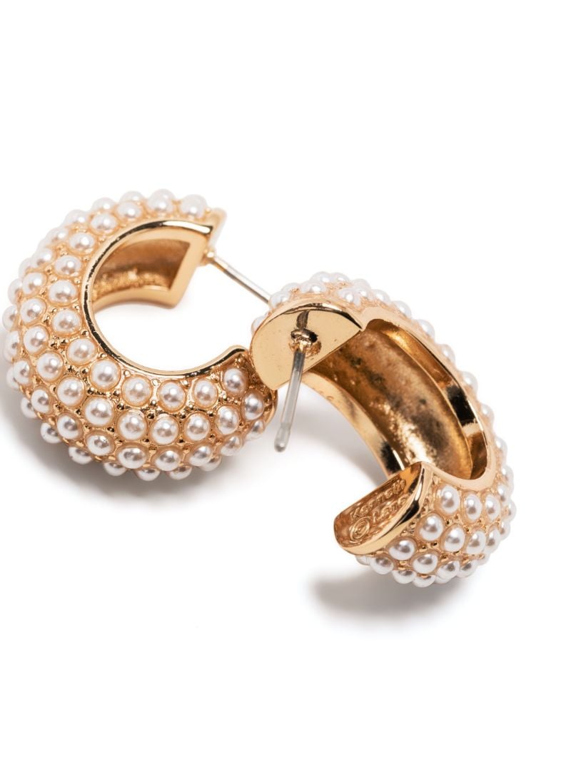 Gold-tone Faux-pearl Hoop Earrings
