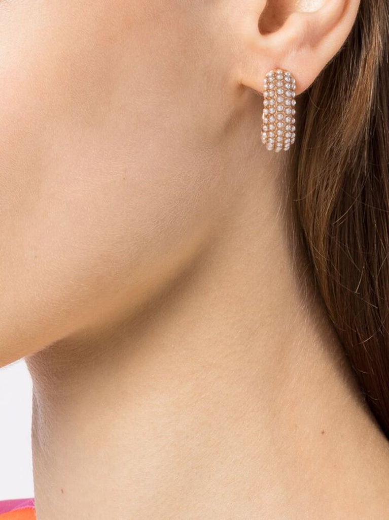 Gold-tone Faux-pearl Hoop Earrings