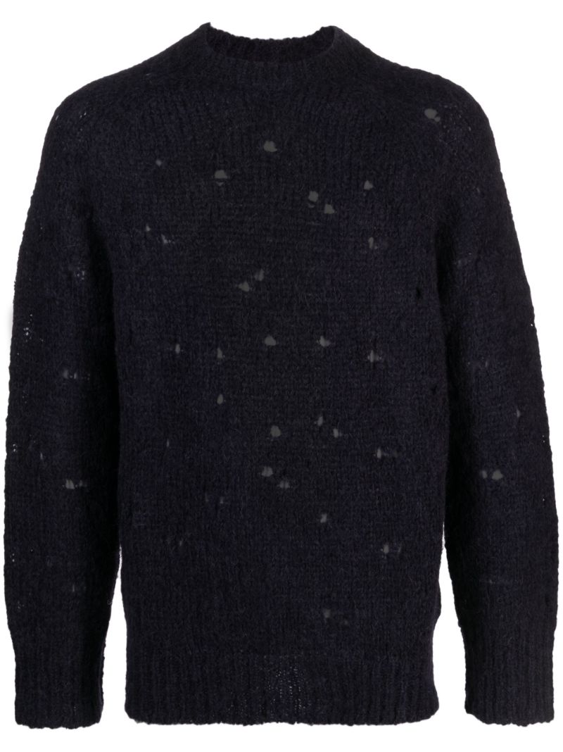 Blue Needle Drop Distressed Sweater