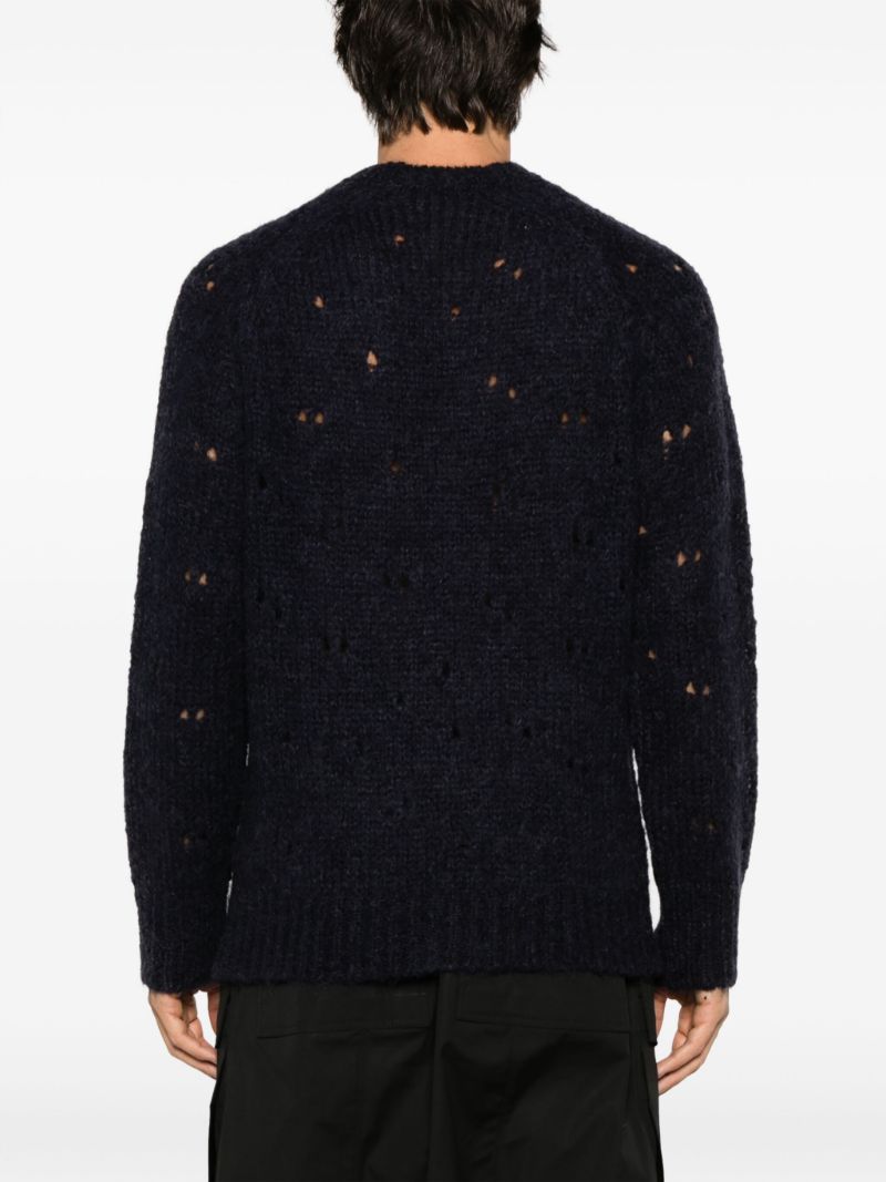 Blue Needle Drop Distressed Sweater
