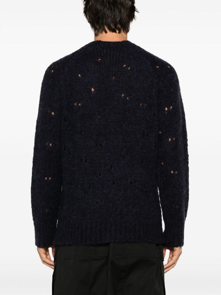 Blue Needle Drop Distressed Sweater