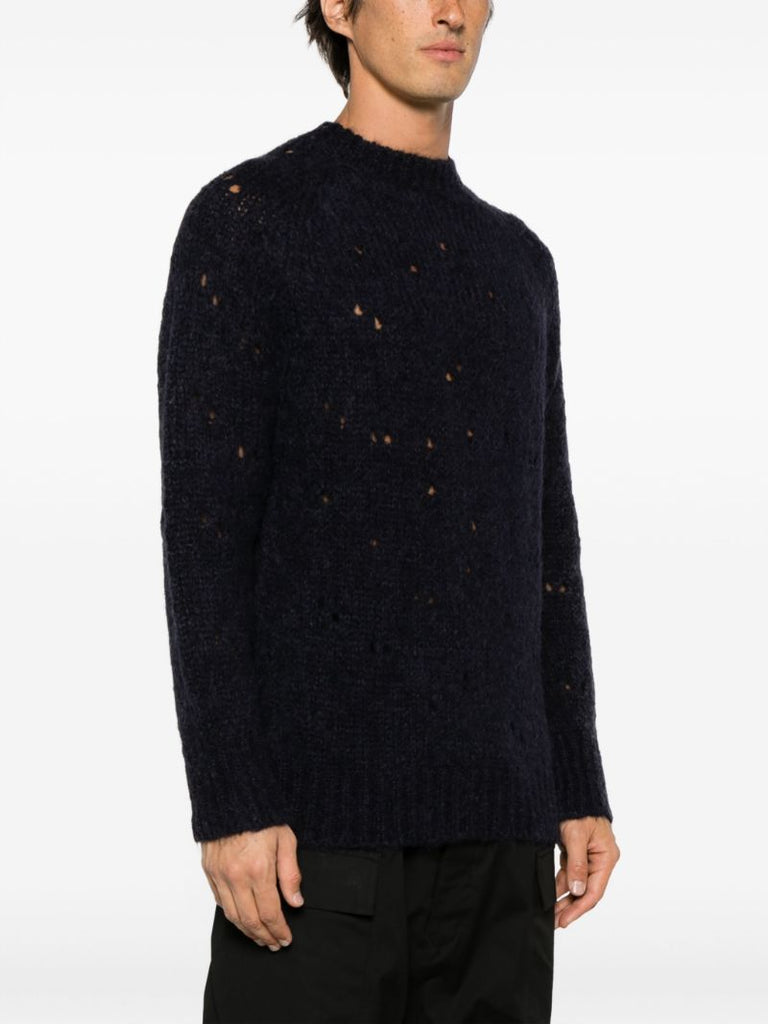 Blue Needle Drop Distressed Sweater