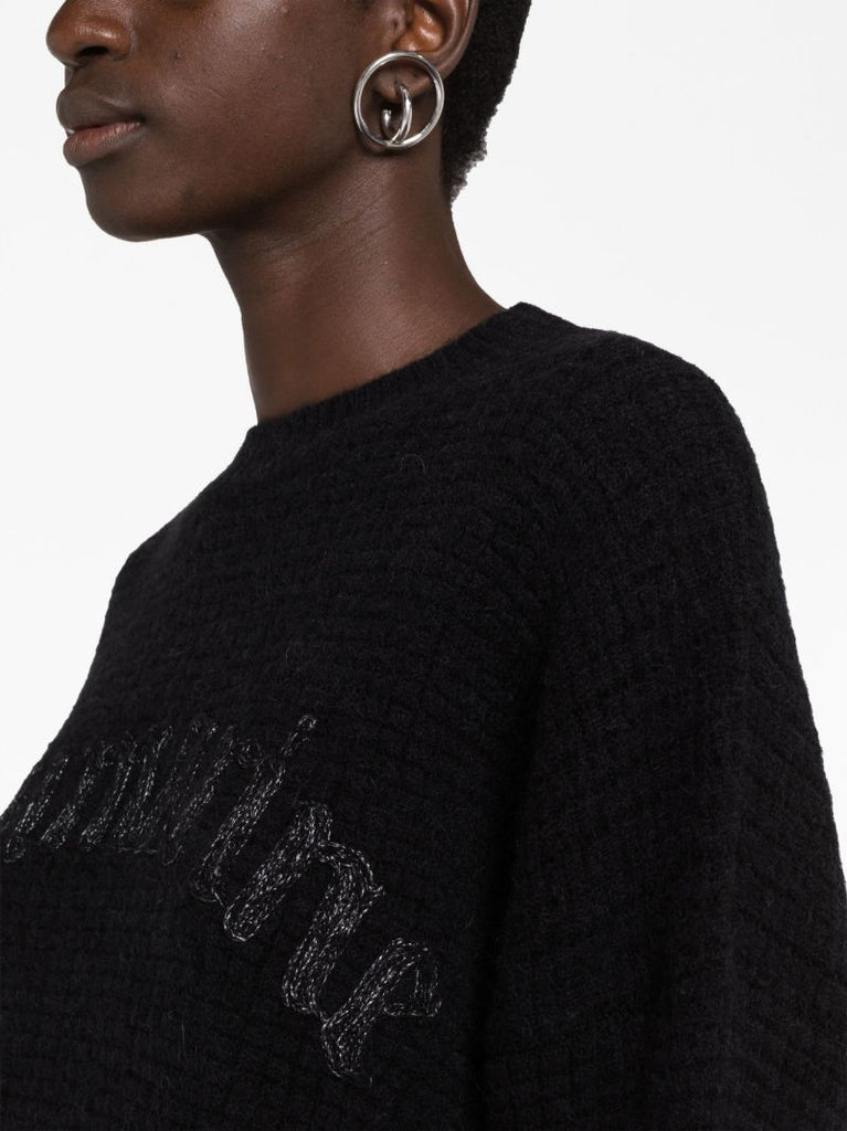 Black Logo-embroidered Wool Sweater