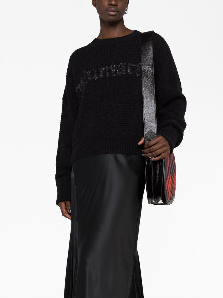 Black Logo-embroidered Wool Sweater