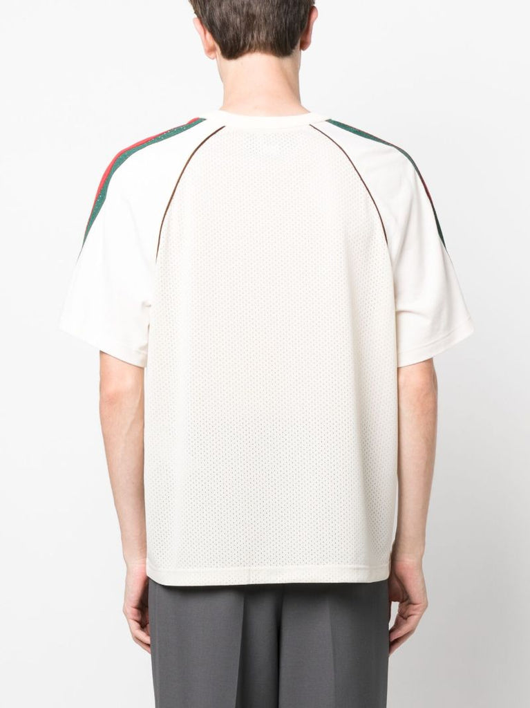 White Gg Logo Print Mesh T-shirt