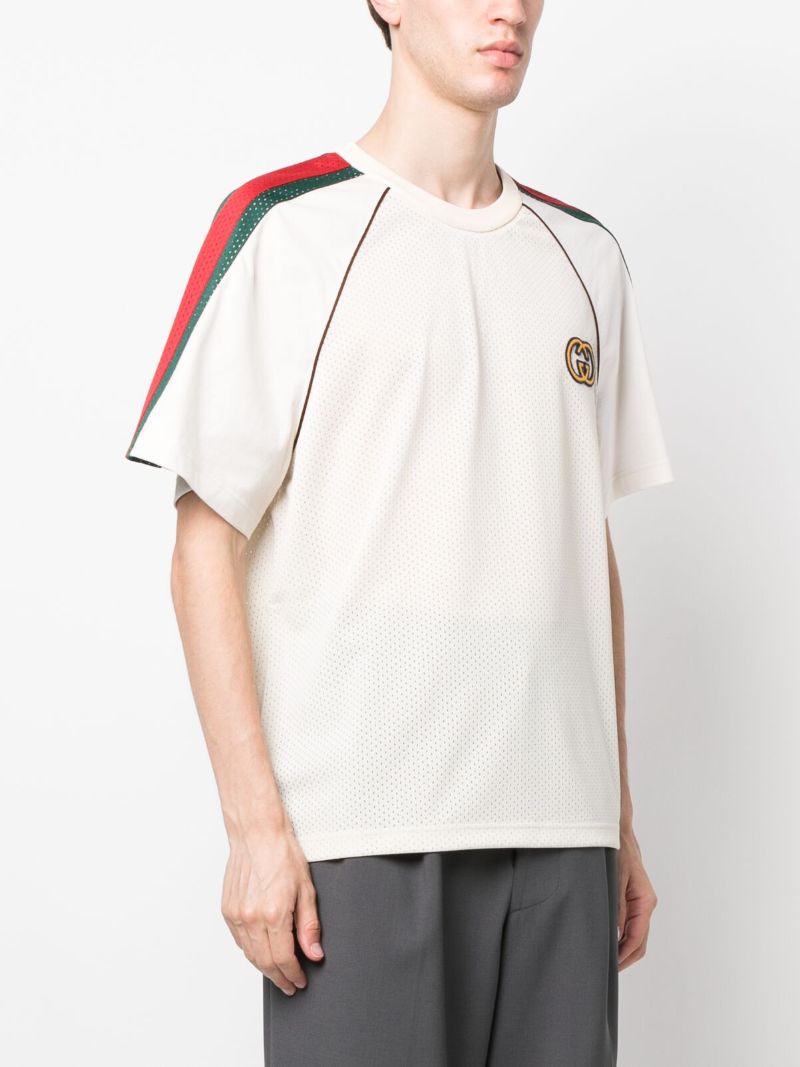 White Gg Logo Print Mesh T-shirt