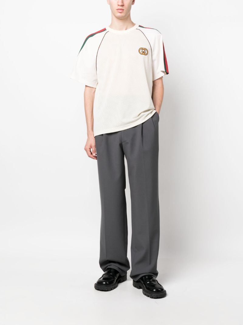 White Gg Logo Print Mesh T-shirt