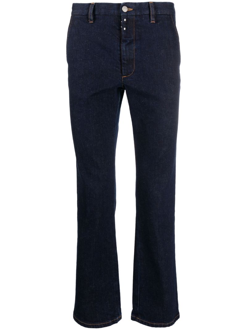 Blue Straight-leg Cropped Jeans