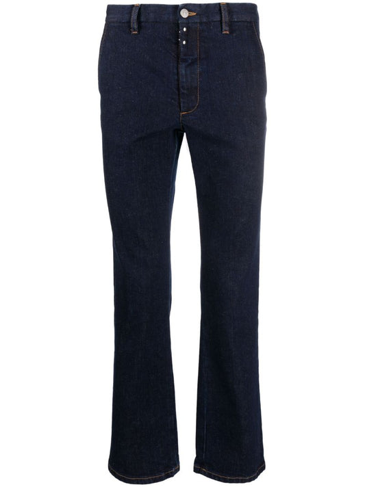 Blue Straight-leg Cropped Jeans