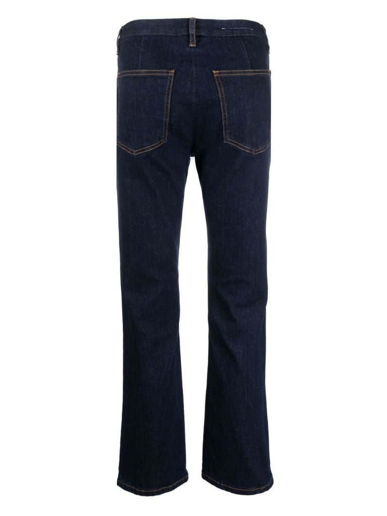 Blue Straight-leg Cropped Jeans