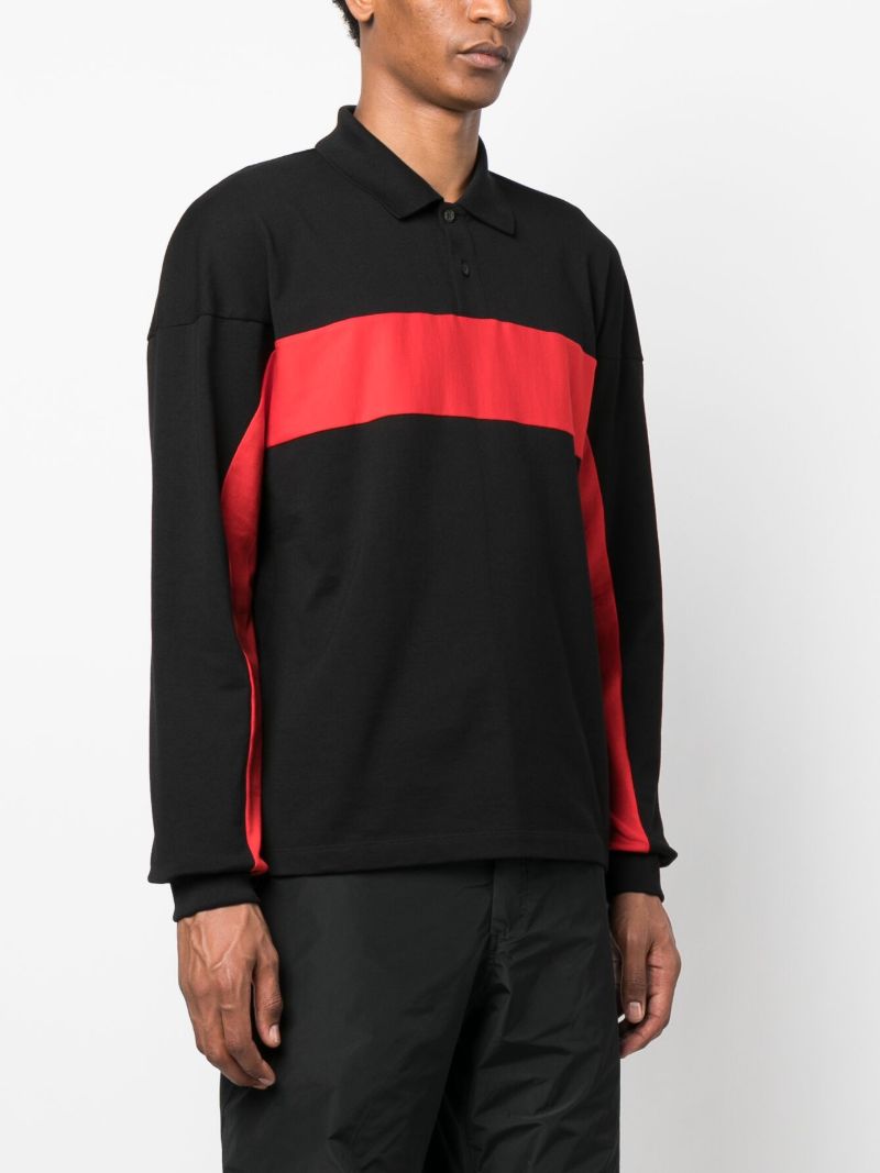 Black Striped Long Sleeve Polo Shirt