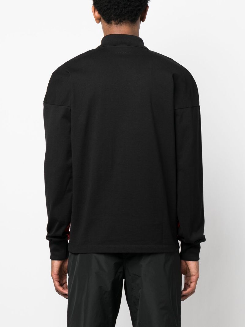Black Striped Long Sleeve Polo Shirt
