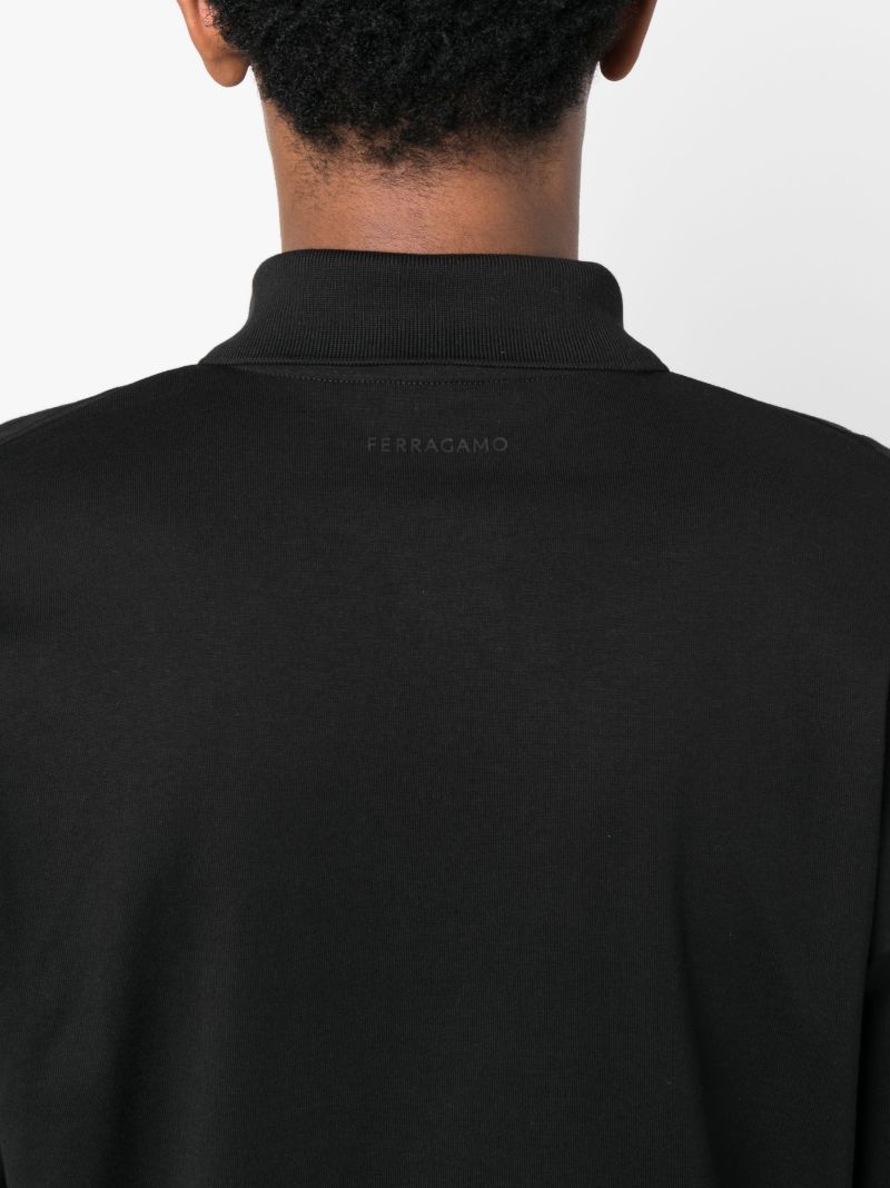 Black Striped Long Sleeve Polo Shirt