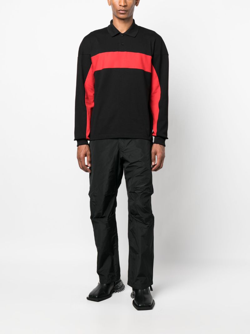 Black Striped Long Sleeve Polo Shirt