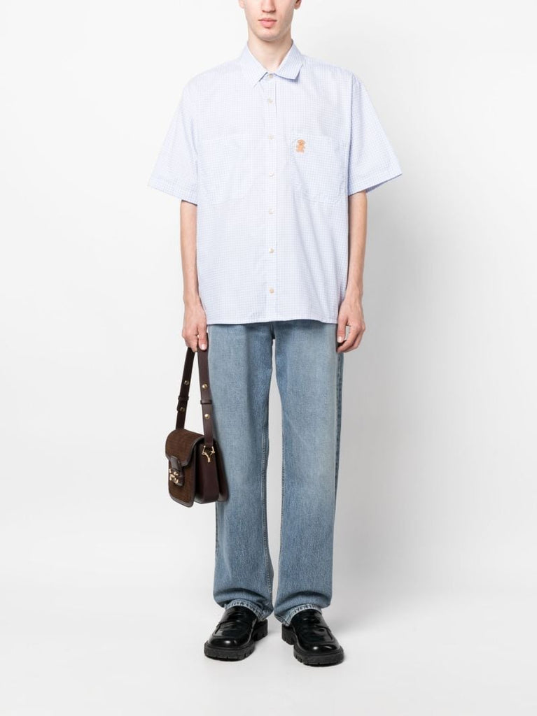 Blue Bear Patch Gingham Check Shirt