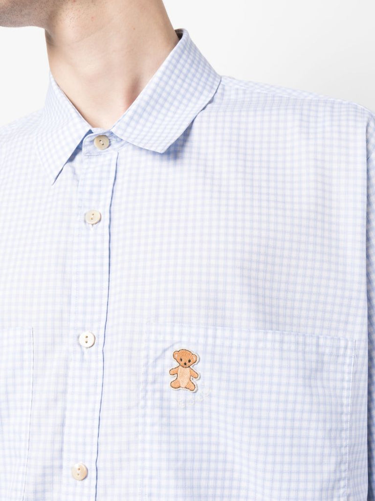 Blue Bear Patch Gingham Check Shirt