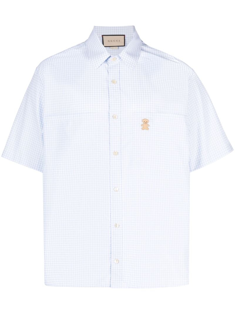 Blue Bear Patch Gingham Check Shirt