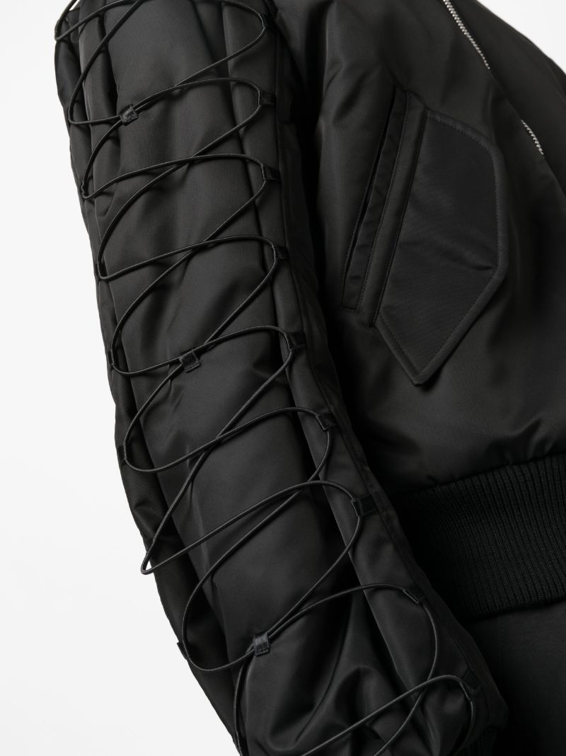 Black Drawstring-trim Bomber Jacket