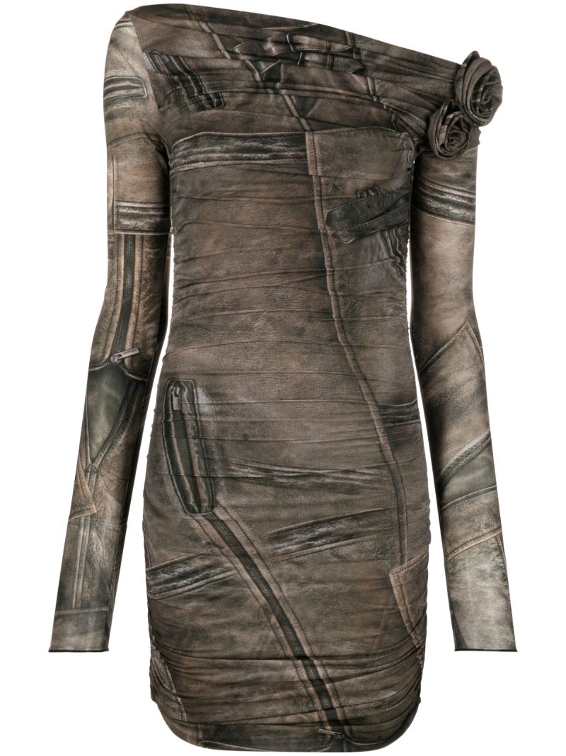 Brown Rose-appliquÃ_x0083_Â© Mini Dress