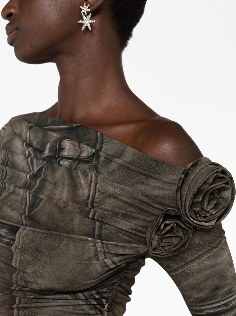Brown Rose-appliquÃ_x0083_Â© Mini Dress
