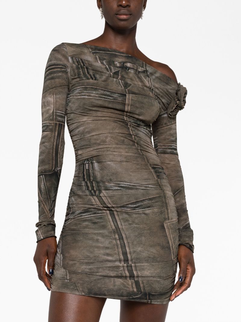Brown Rose-appliquÃ_x0083_Â© Mini Dress