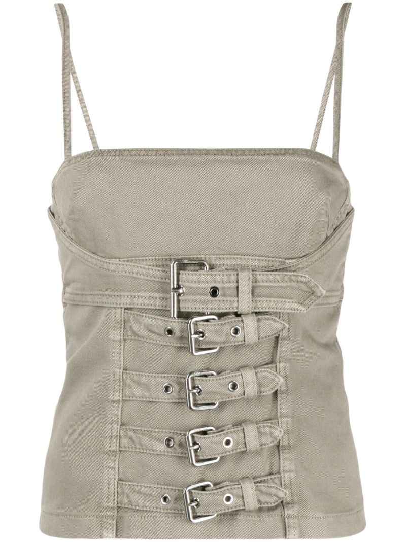 Grey Buckled Denim Top
