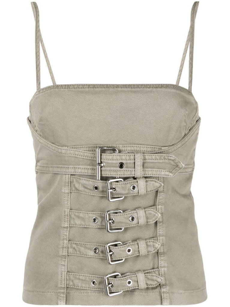 Grey Buckled Denim Top