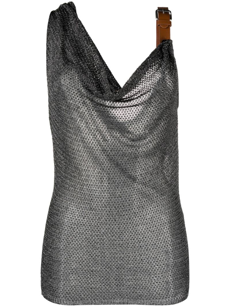 Silver Draped Lurex Top