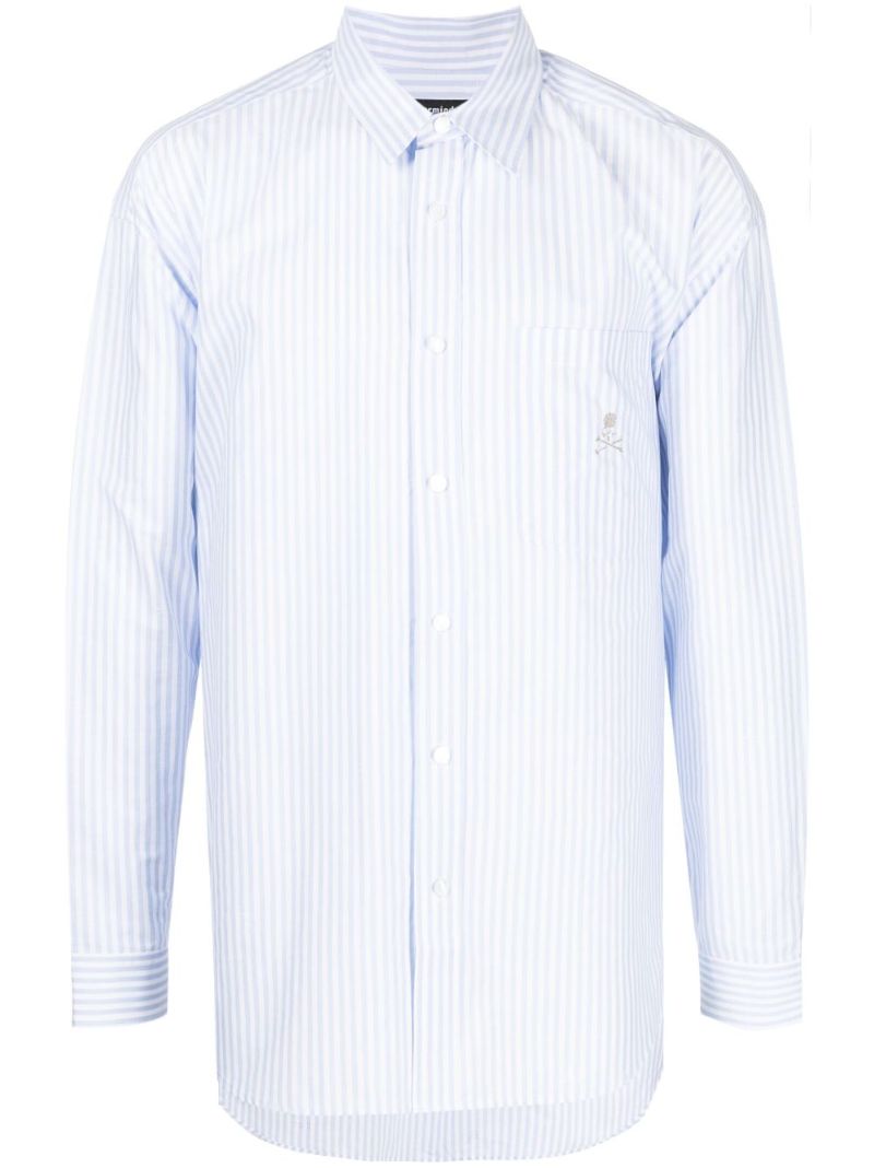 Blue Striped Long-sleeve Cotton Shirt