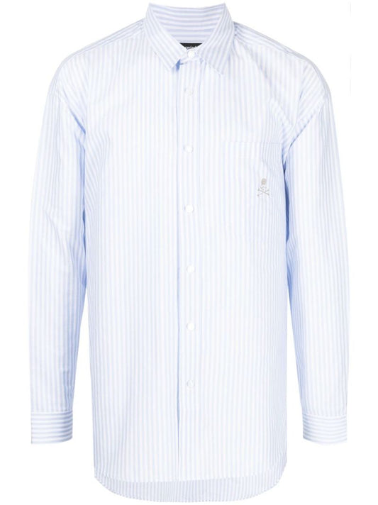 Blue Striped Long-sleeve Cotton Shirt