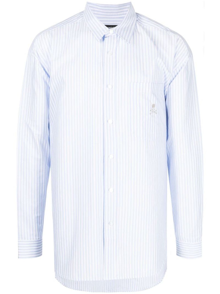 Blue Striped Long-sleeve Cotton Shirt