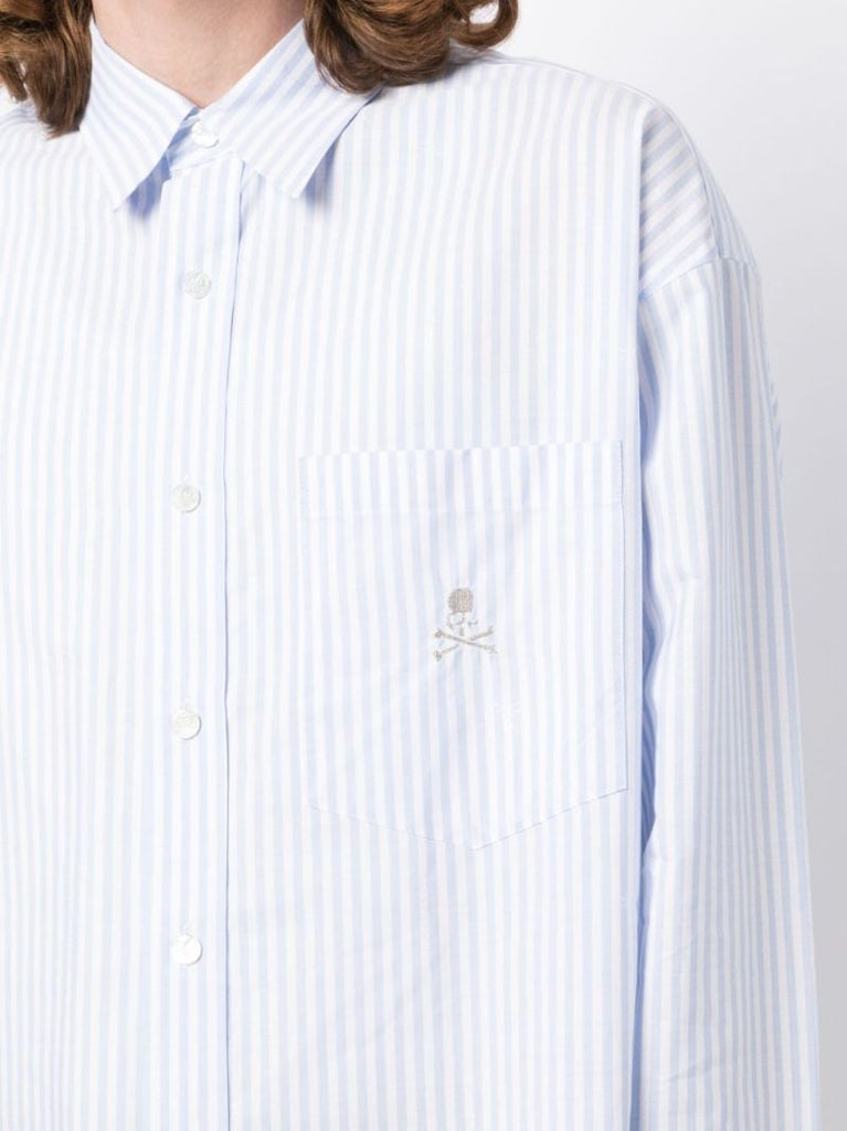 Blue Striped Long-sleeve Cotton Shirt