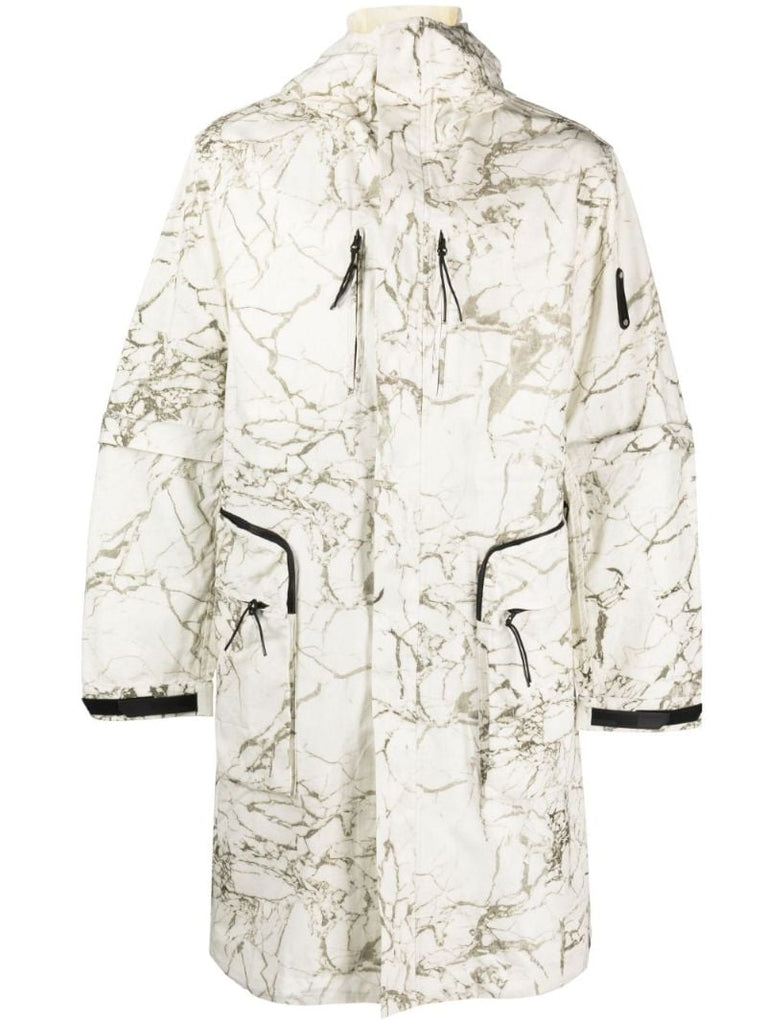 White Marble Hooded Parka