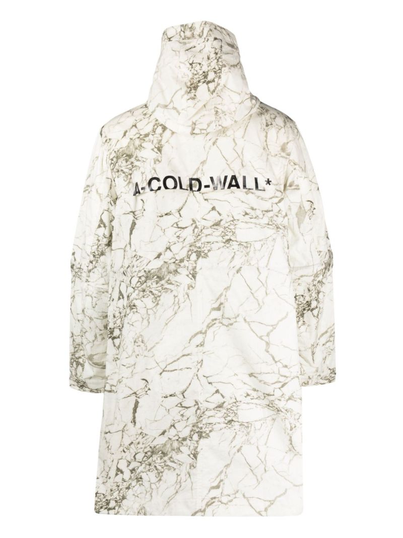 White Marble Hooded Parka