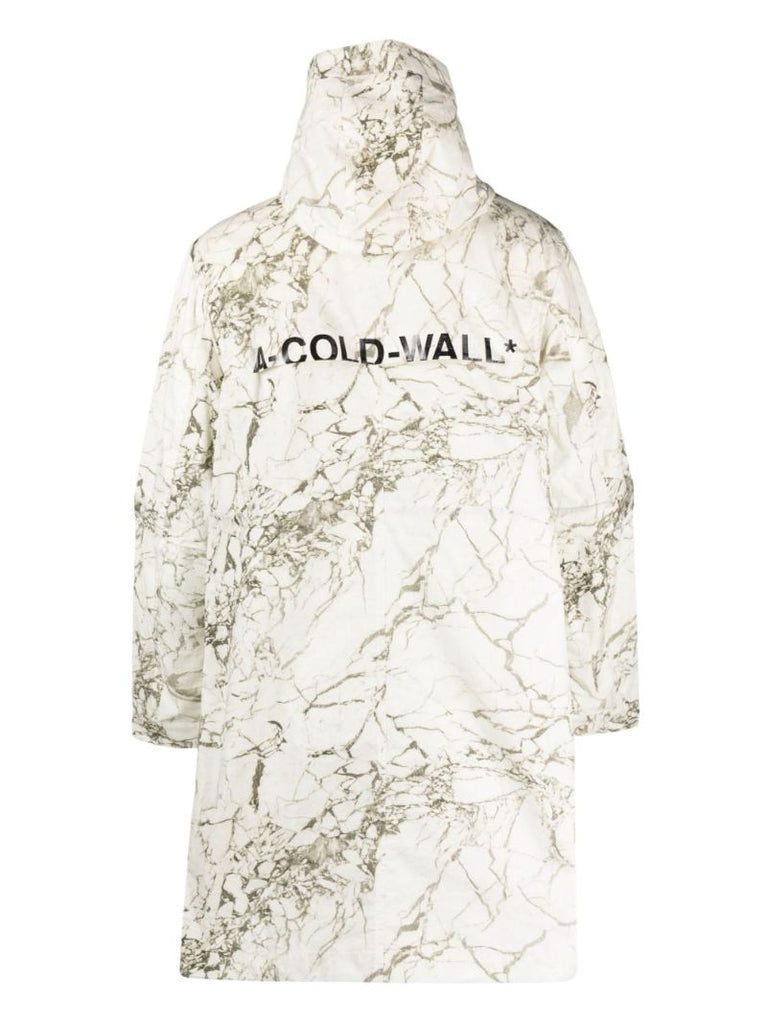 White Marble Hooded Parka